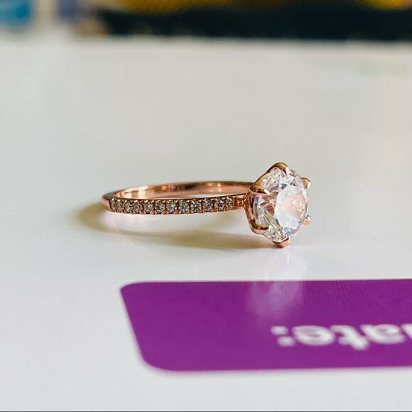 1.00CT Pave Ring Cubic Zirconias Rose Gold Plated size 7 - Picture 5 of 5
